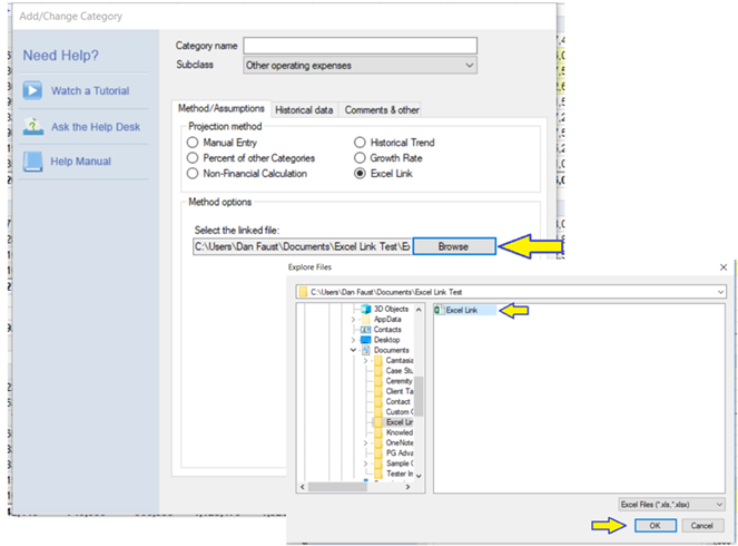 link to excel worksheet